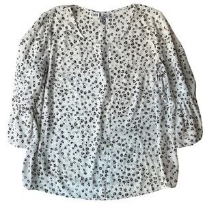 Elle Women’s 3/4 Sleeve Leopard Print Semi Sheer Blouse size XL, Off White